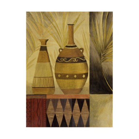 Pablo Esteban 'Two Vases With Greenery' Canvas Art,18x24